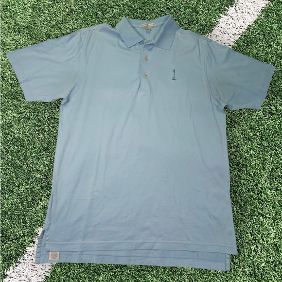 Peter Millar Polo Shirt Mens Medium Golf Light Blue Comfort Embroidered 1947 - Picture 1 of 6